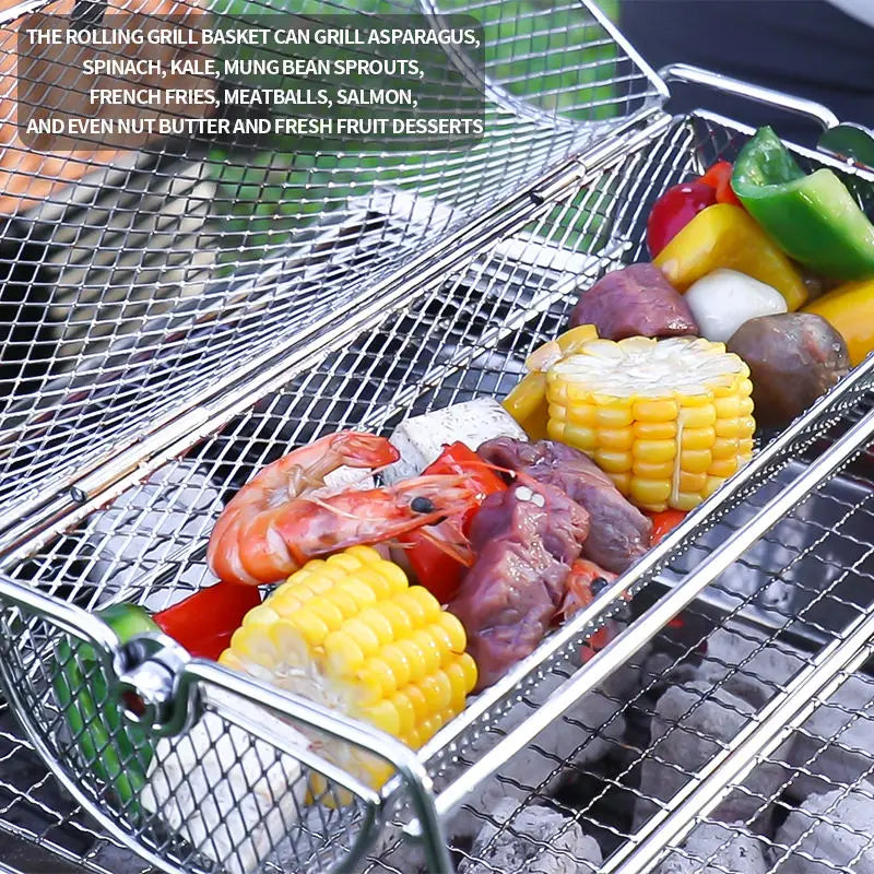 12-Inch Stainless Steel Rolling BBQ Grill Mesh Rotisserie V1142-LP1005007987883011