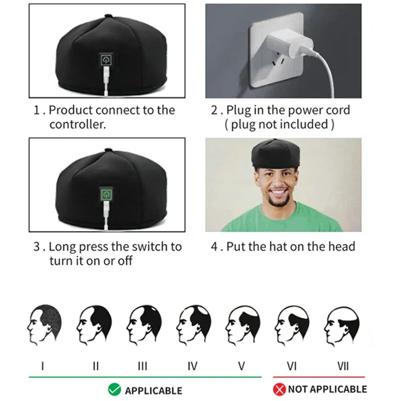Hair Growth Cap LED Treatment Helmet Black V1142-LP1005008159915208