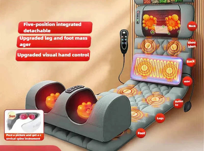 Electric Full Body Massage Mattress with Heat, Airbag, and Kneading Grey V1142-LP1005008479826186