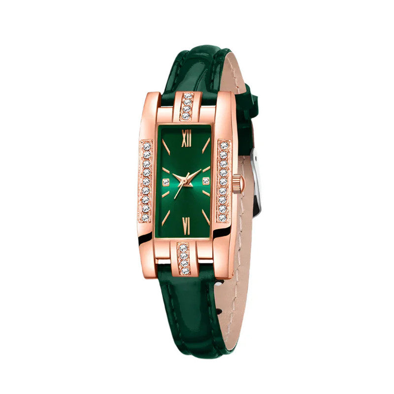 Green Womens Quartz Watch Jewelry Gift Set V1142-LP1005008623982971
