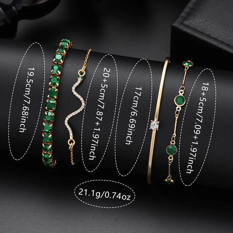 Green Womens Quartz Watch Jewelry Gift Set V1142-LP1005008623982971