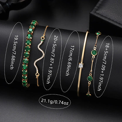 Green Womens Quartz Watch Jewelry Gift Set V1142-LP1005008623982971