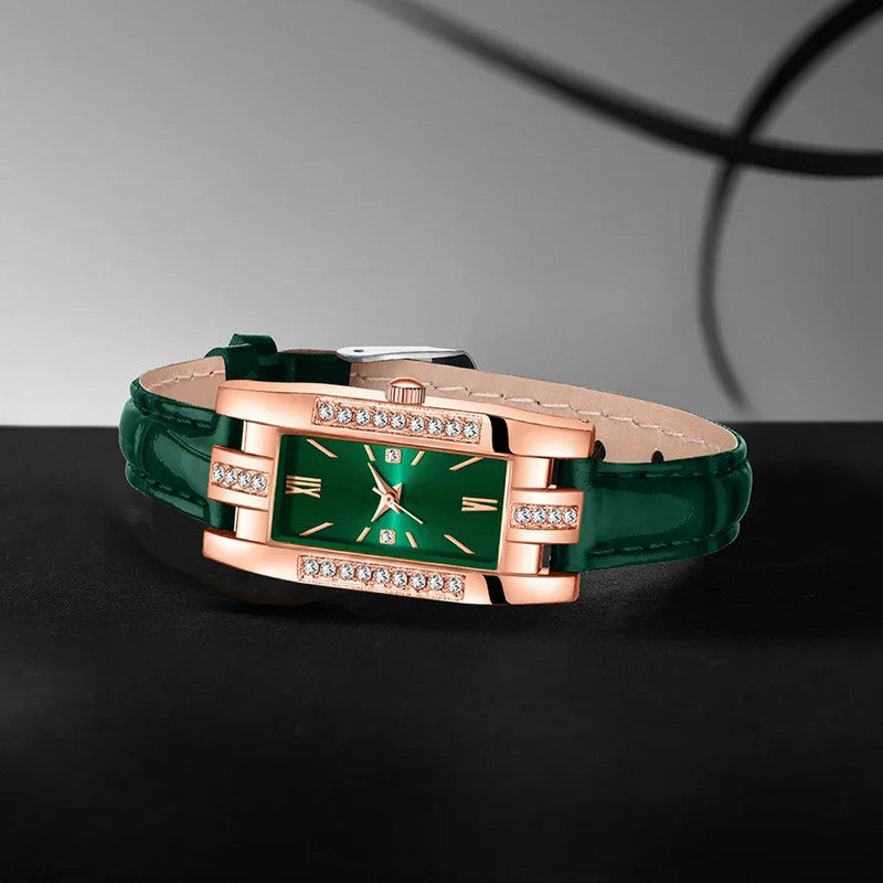 Green Womens Quartz Watch Jewelry Gift Set V1142-LP1005008623982971