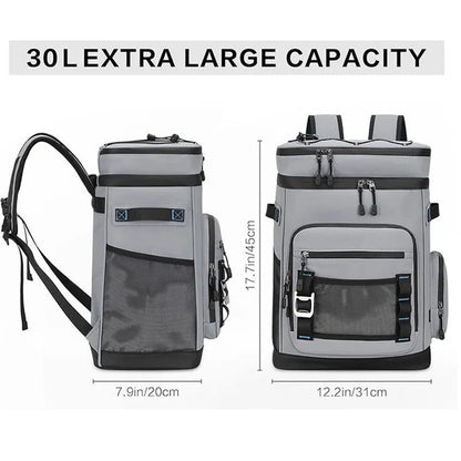 30L Camping Insulated Backpack Hot Cold Storage Gray V1142-LP1005009212286317