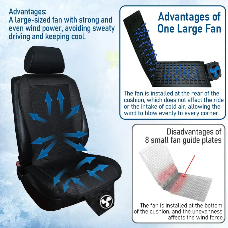Spacer Car Cooling Seat Cushion-Fan System Black V1142-LP12000039839638044