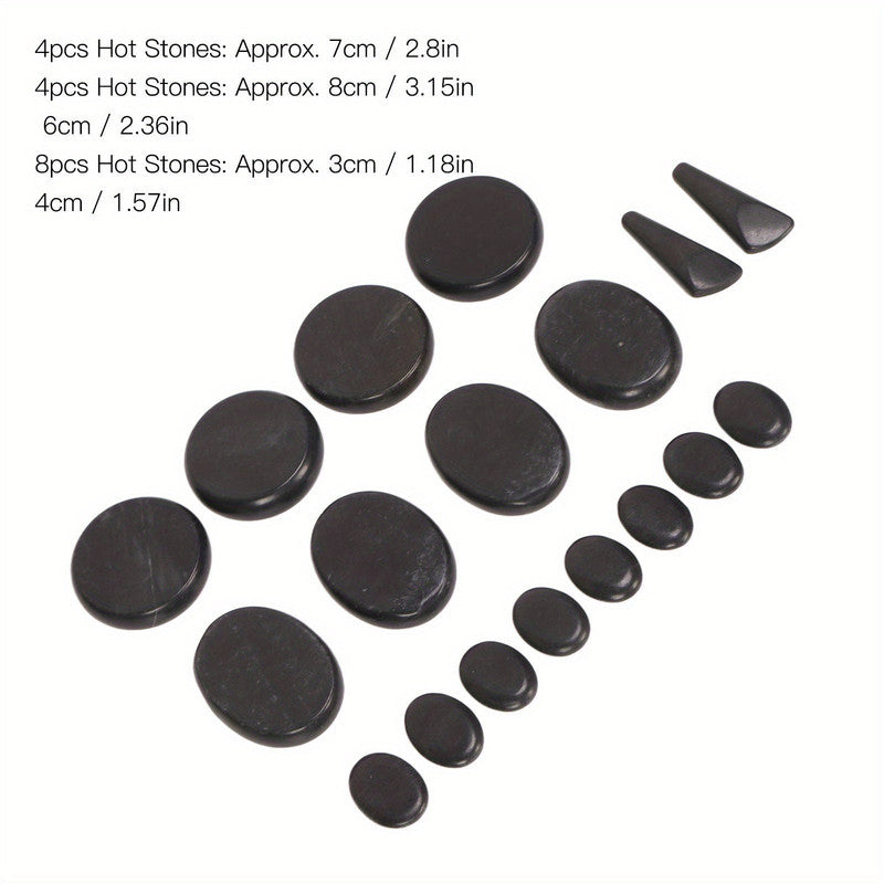 18Pcs Heated Basalt Massage Stones With Warmer Box V1142-LP316002