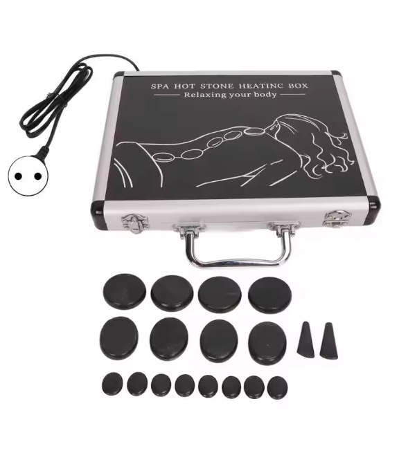 18Pcs Heated Basalt Massage Stones With Warmer Box V1142-LP316002