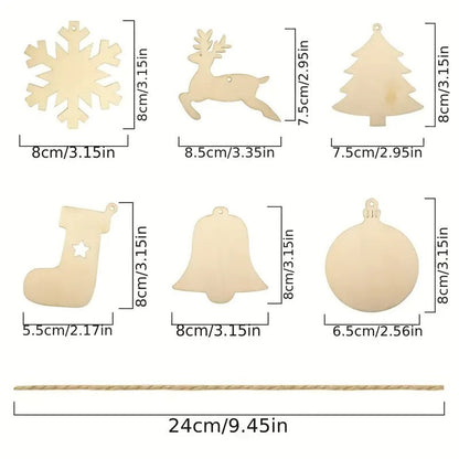 DIY Wooden Christmas Tree Ornaments Craft Set (60pcs) V1142-LP601099523281650
