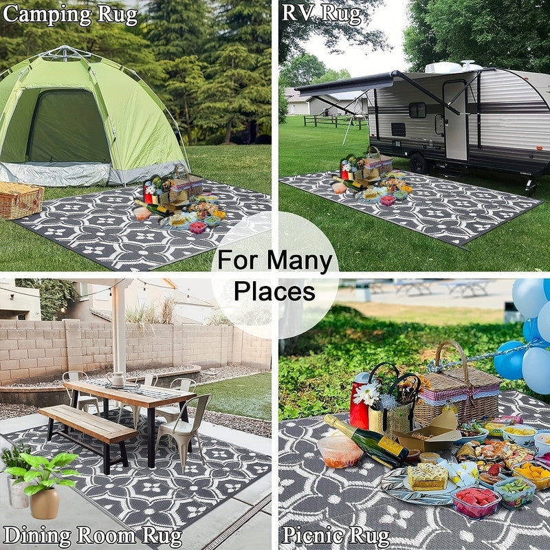 Outdoor Reversible Patio Mat Geometric Pattern V1142-LP601099523408923
