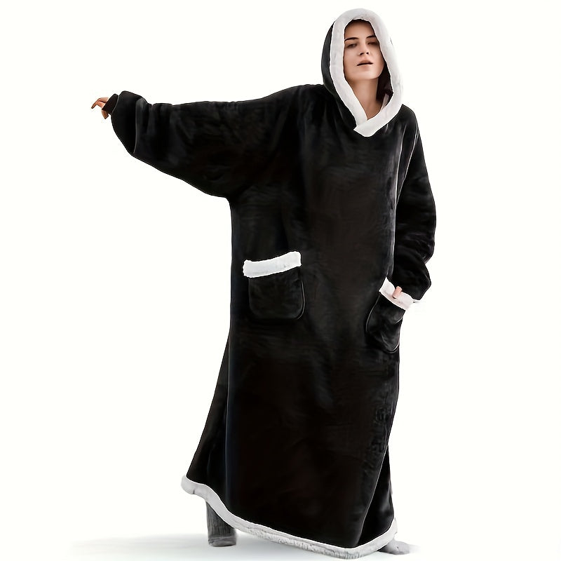 Flannel Hooded TV Blanket for Winter Warmth V1142-LP601099524946573