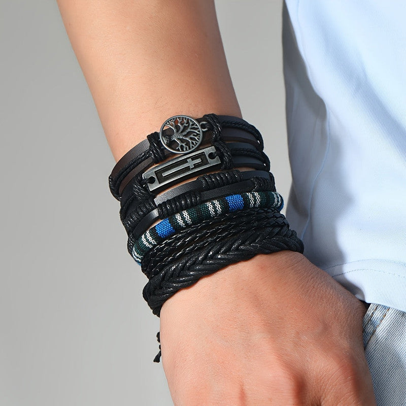 Men's Vintage PU Leather Bracelet Set (36pcs) V1142-LP601099526838909