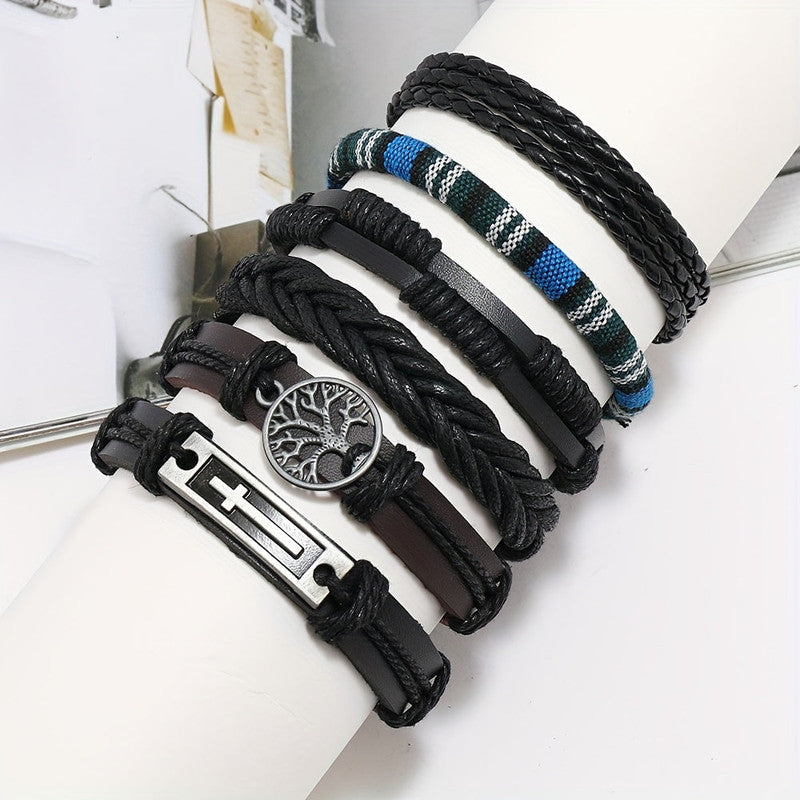 Men's Vintage PU Leather Bracelet Set (36pcs) V1142-LP601099526838909