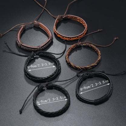 Men's Vintage PU Leather Bracelet Set (36pcs) V1142-LP601099526838909