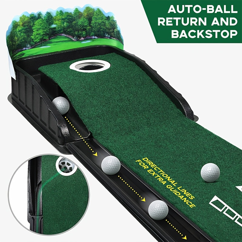 Golf Accelerator Indoor Putting Mat with Ball Return V1142-LP601099534132697