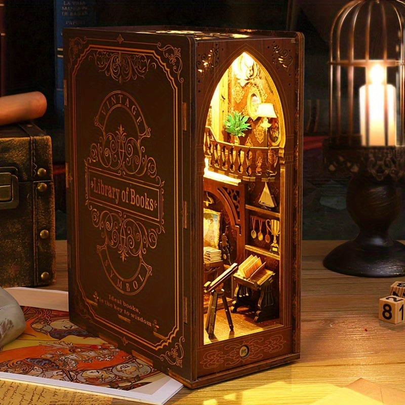 3D Miniature Bookshelf DIY Wooden Bookend Scene V1142-LP601099538505976