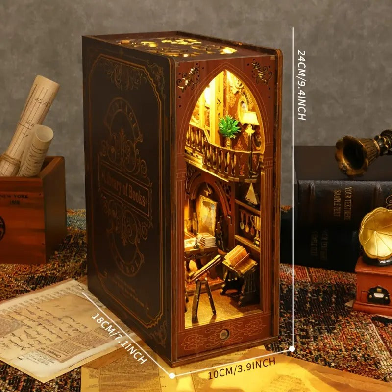 3D Miniature Bookshelf DIY Wooden Bookend Scene V1142-LP601099538505976