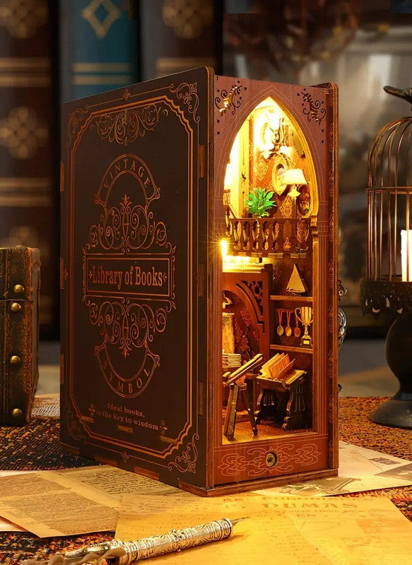 3D Miniature Bookshelf DIY Wooden Bookend Scene V1142-LP601099538505976