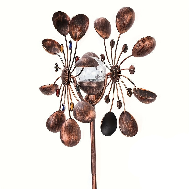 Solar Powered Metal Wind Spinner with LED Lights V1142-LP601099555617858