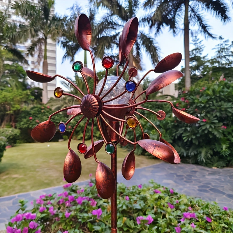 Solar Powered Metal Wind Spinner with LED Lights V1142-LP601099555617858