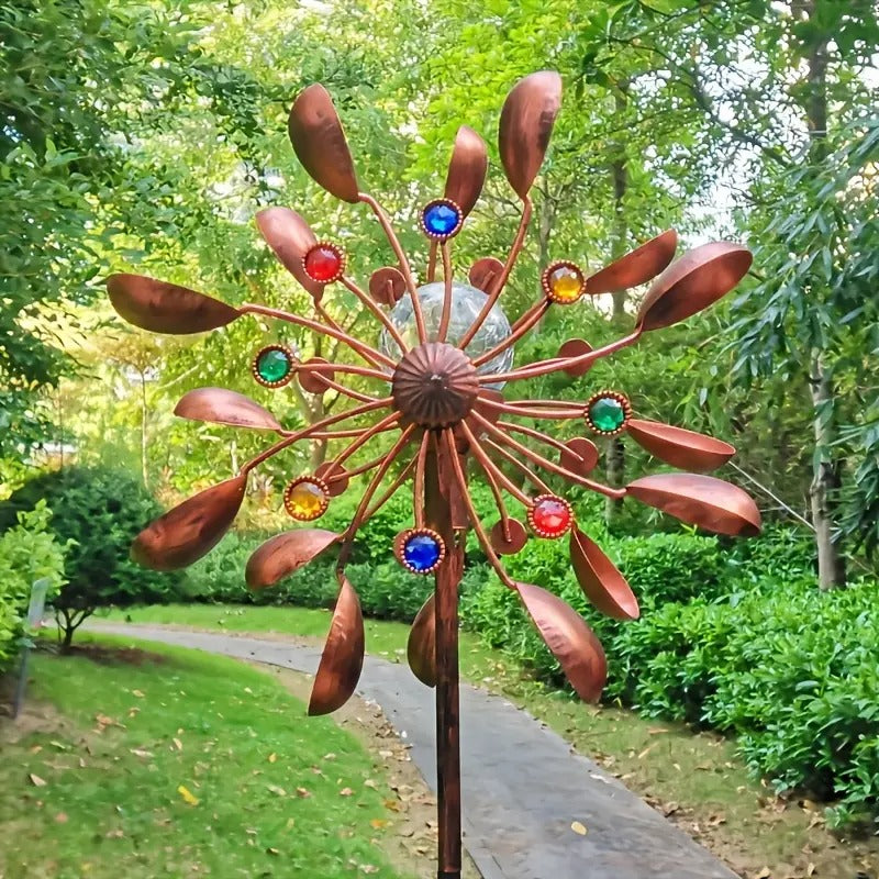 Solar Powered Metal Wind Spinner with LED Lights V1142-LP601099555617858