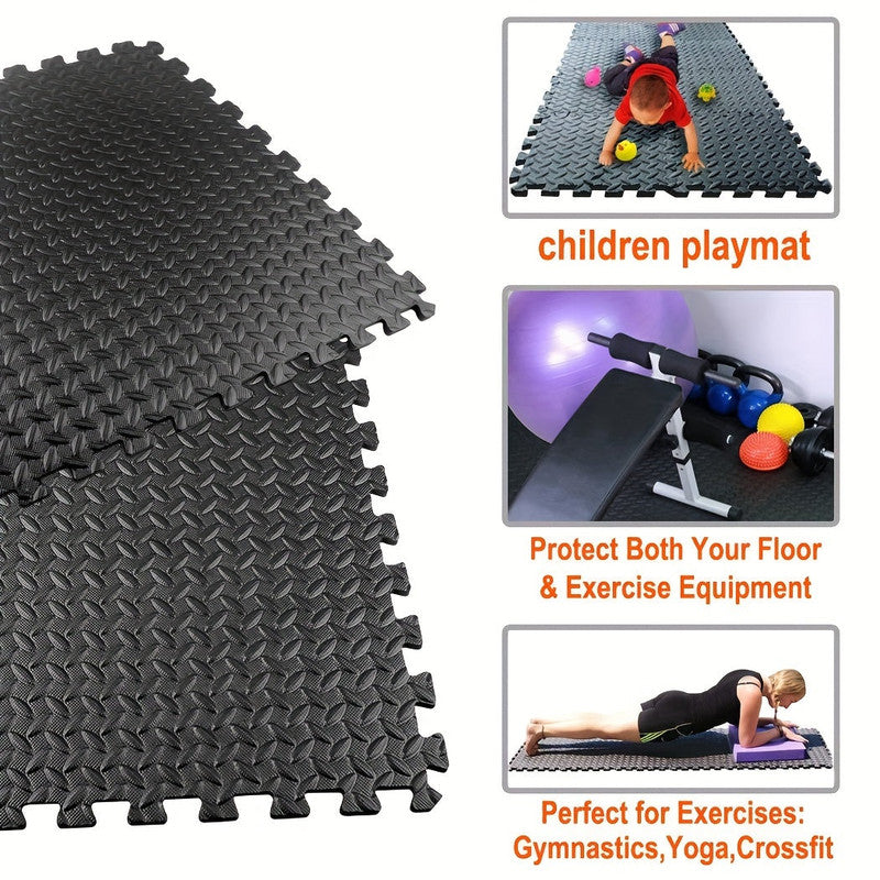 Interlocking Black EVA Fitness Mats Set (20pcs) V1142-LP601099557752782