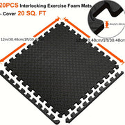 Interlocking Black EVA Fitness Mats Set (20pcs) V1142-LP601099557752782