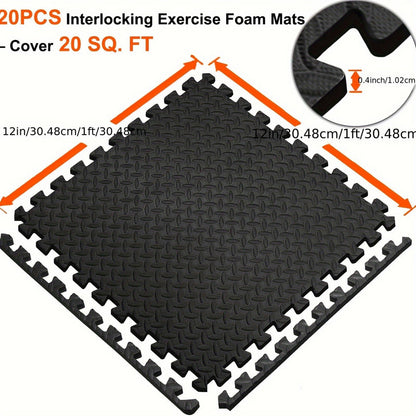Interlocking Black EVA Fitness Mats Set (20pcs) V1142-LP601099557752782
