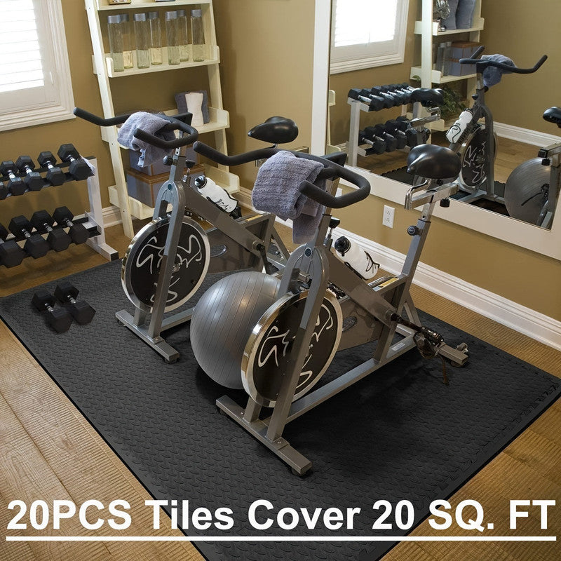Interlocking Black EVA Fitness Mats Set (20pcs) V1142-LP601099557752782