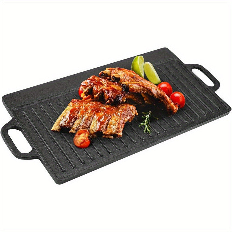 Non-Stick Cast Iron Griddle Pan, Double-Sided Grill V1142-LP601099588073743