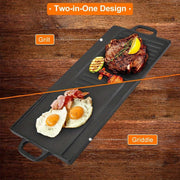 Non-Stick Cast Iron Griddle Pan, Double-Sided Grill V1142-LP601099588073743