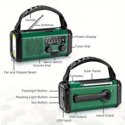 10000mAh Solar-Powered Emergency Radio with Flashlight V1142-LP601099611690254