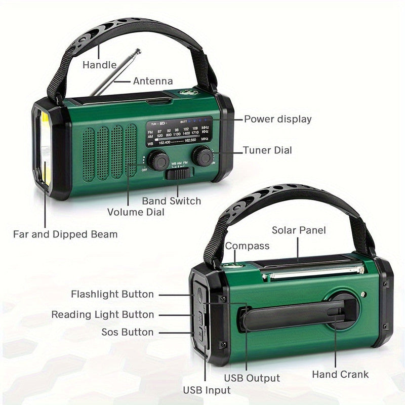 10000mAh Solar-Powered Emergency Radio with Flashlight V1142-LP601099611690254