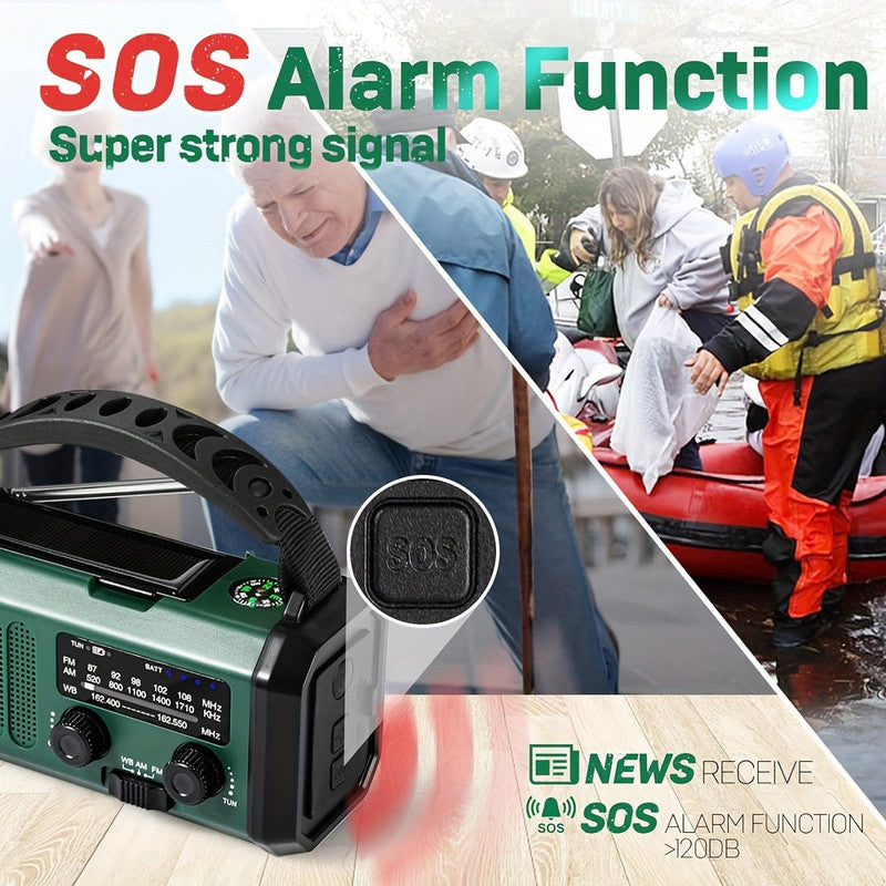 10000mAh Solar-Powered Emergency Radio with Flashlight V1142-LP601099611690254