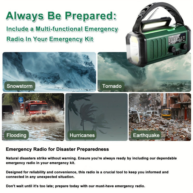 10000mAh Solar-Powered Emergency Radio with Flashlight V1142-LP601099611690254