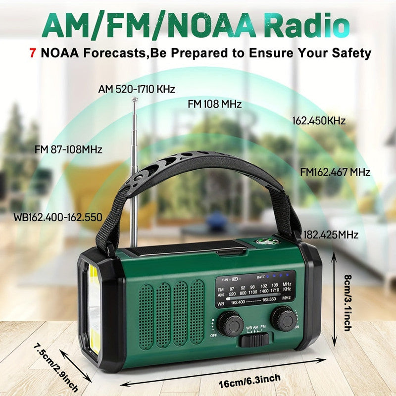 10000mAh Solar-Powered Emergency Radio with Flashlight V1142-LP601099611690254
