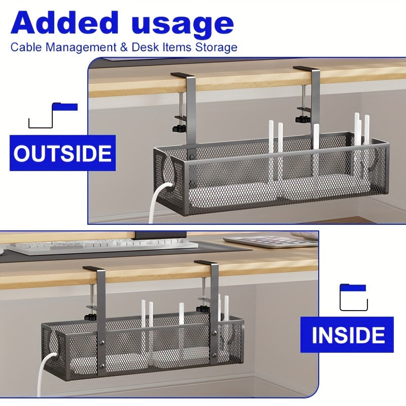 No-Drill Wire Organizer Under-Desk Cable Tray V1142-LP601099623560348