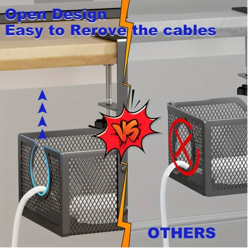 No-Drill Wire Organizer Under-Desk Cable Tray V1142-LP601099623560348