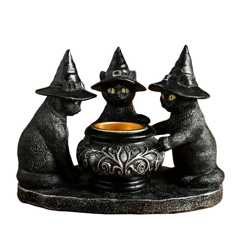 Halloween Witch Cat Sculpture Figurine V1142-LP601099629059501
