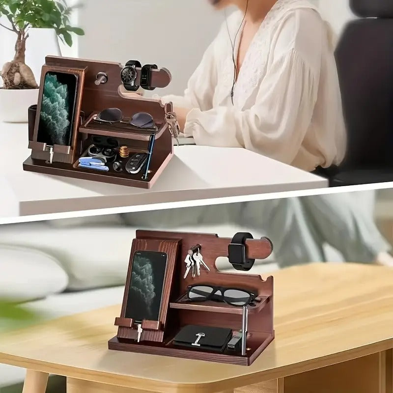 Wooden Desk Organizer Phone Docking Station Stand V1142-LP601099669927471