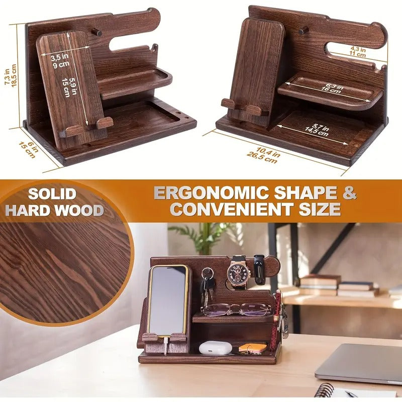 Wooden Desk Organizer Phone Docking Station Stand V1142-LP601099669927471