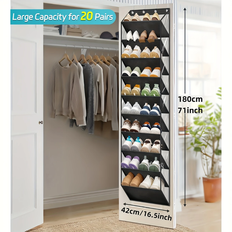 10-Tier Over-the-Door Foldable Shoe Organizer V1142-LP601099717158487