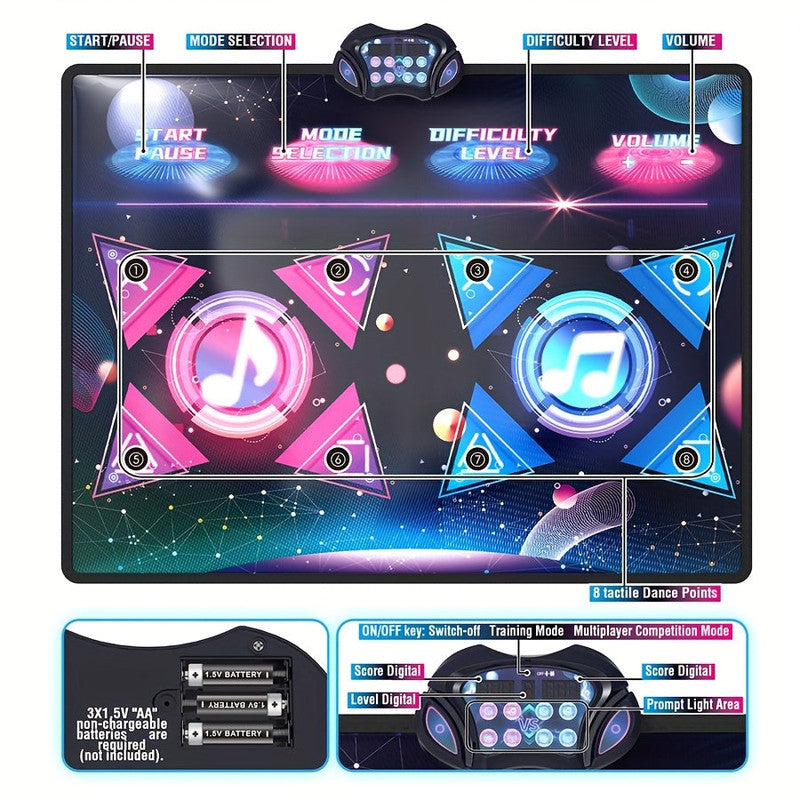 Double Dance Mat Music Light Exercise Toy V1142-LP601099743316882