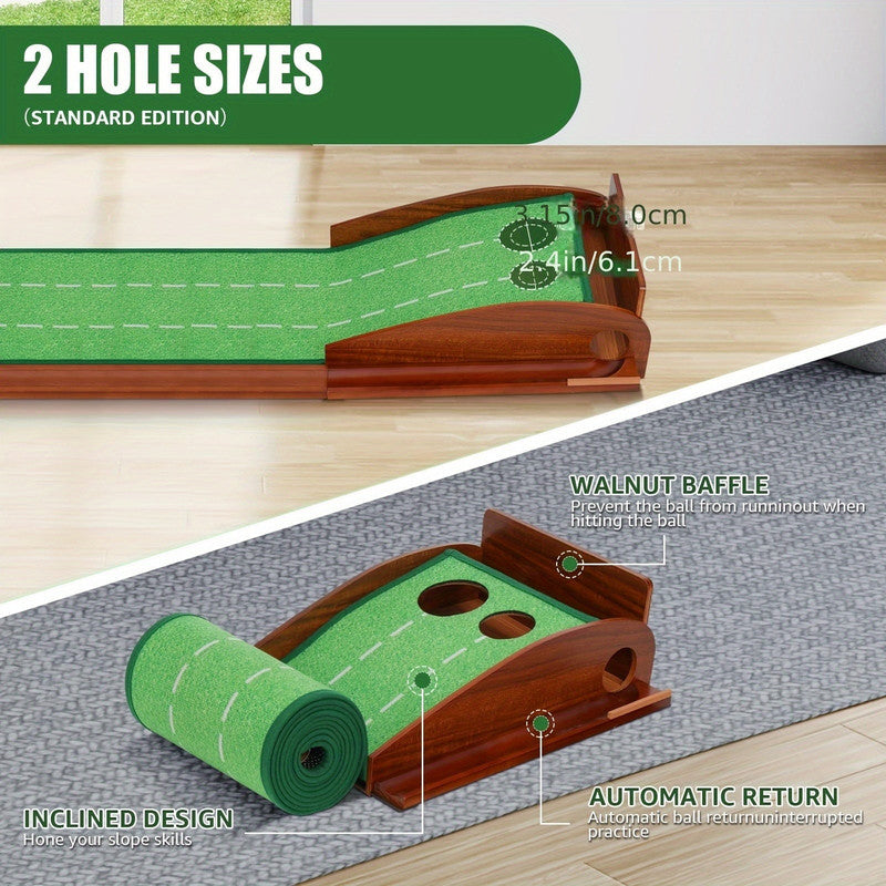 Golf Putting Mat with 2-Hole Training Design V1142-LP601099771300146