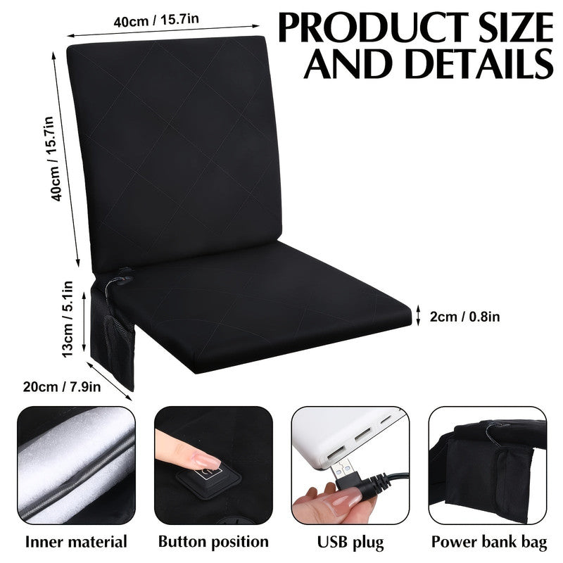 Portable Heated Foldable Seat Cushion with USB Power V1142-LP601099772450298