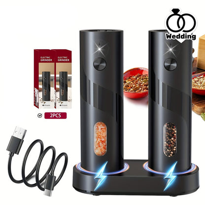 Electric Salt & Pepper Grinder Set with Charging Base (2 pcs) V1142-LP601099777071588