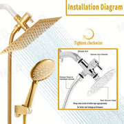 Golden Rainfall Shower Head Handheld Combo Set V1142-LP601099937051399