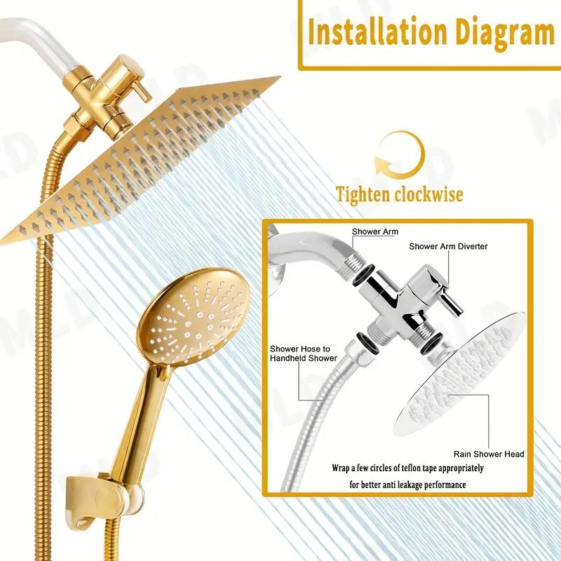 Golden Rainfall Shower Head Handheld Combo Set V1142-LP601099937051399