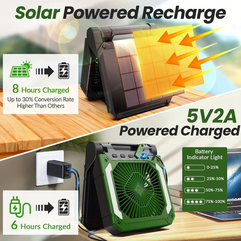 20000mAh Solar Camping Fan with LED Light V1142-LP601099940587101