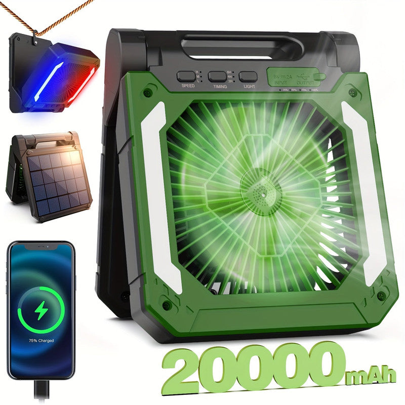 20000mAh Solar Camping Fan with LED Light V1142-LP601099940587101