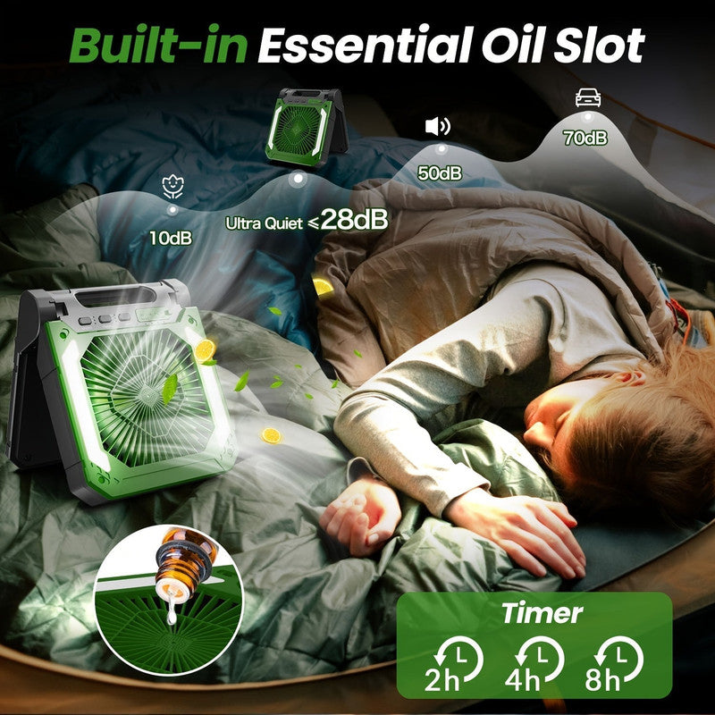 20000mAh Solar Camping Fan with LED Light V1142-LP601099940587101